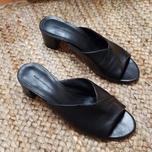 Diane Von Fursenburger Black Leather Block Heel